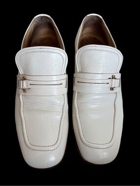 Vintage 1970s Rand by Savage Men’s White Patent Leather Disco Bit Loafers 8D